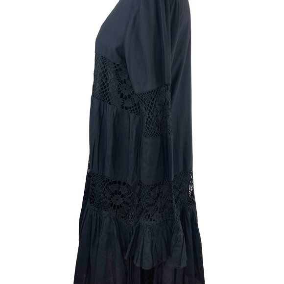 NWOT Tularosa Berkley Tiered Lace Bell Sleeve Black Dress - Picture 3 of 7